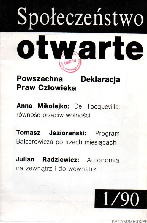 Społeczeństwo otwarte. 1/90. PRACA ZBIOROWA