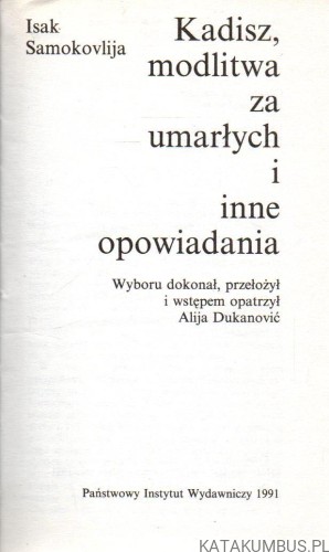 Kadisz, modlitwa za umarłych. ISAK SAMOKOVLIJA