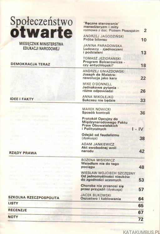 Społeczeństwo otwarte. 3/90. PRACA ZBIOROWA