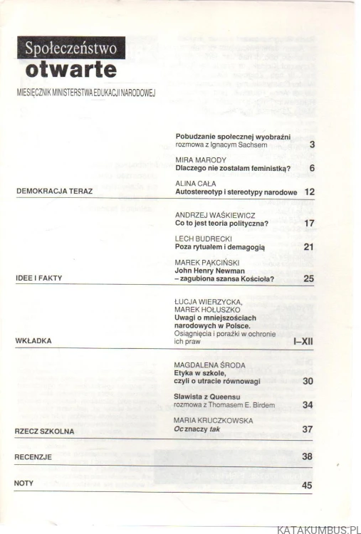 Społeczeństwo otwarte. 9/93. PRACA ZBIOROWA