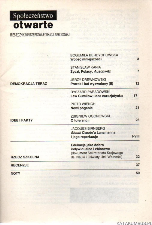 Społeczeństwo otwarte. 4/95. PRACA ZBIOROWA