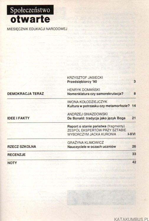 Społeczeństwo otwarte. 10/95. PRACA ZBIOROWA