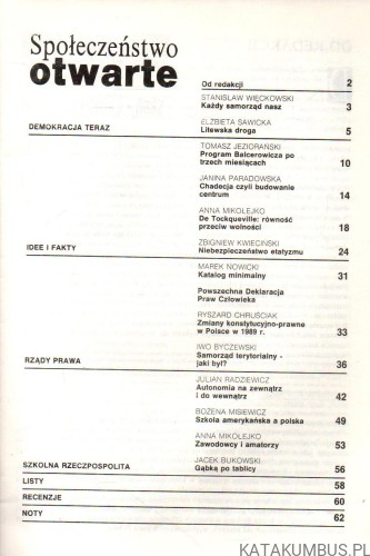Społeczeństwo otwarte. 1/90. PRACA ZBIOROWA