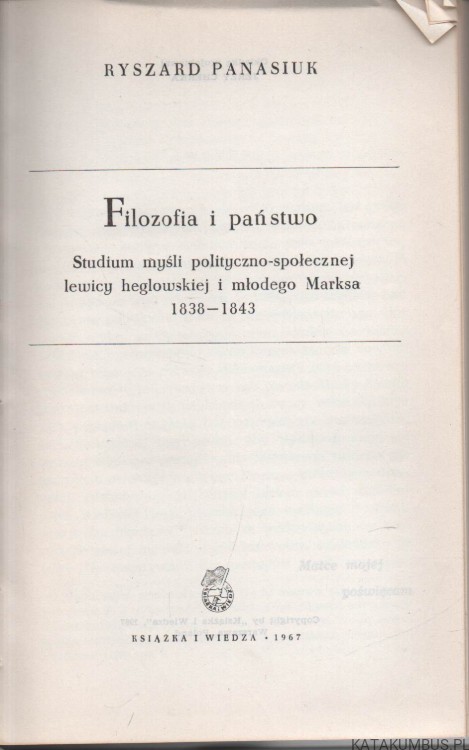 Filozofia i państwo. RYSZARD PANASIUK
