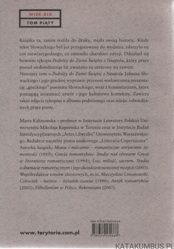 Juliusza Słowackiego Podróż do Ziemi świętej z Neapolu.Glosy. MARIA KALINOWSKA