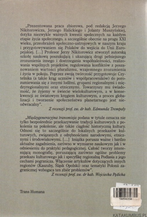 Międzygeneracyjna transmisja dziedzictwa kulturowego. PRACA ZBIOROWA