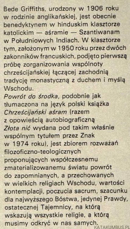 Powrót do środka. BEDE GRIFFITHS