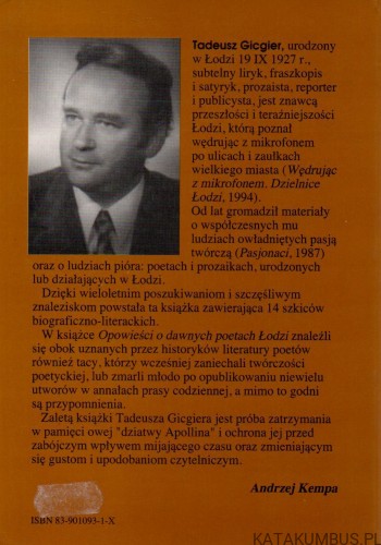 Opowieści o dawnych poetach Łodzi. TADEUSZ GICGIER