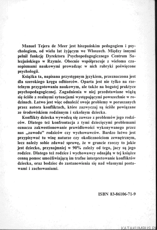Pierwsze konflikty dziecka. MANUEL TEJERA DE MEER