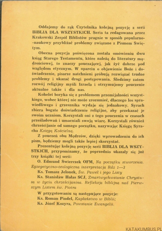 Kohelet i Syrach.. KS. TOMASZ JELONEK