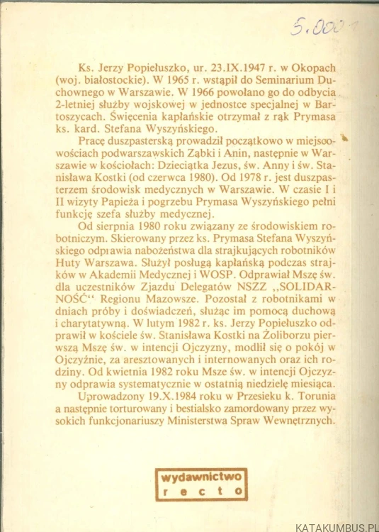 Zapiski 1980-1984. KS. JERZY POPIEŁUSZKO