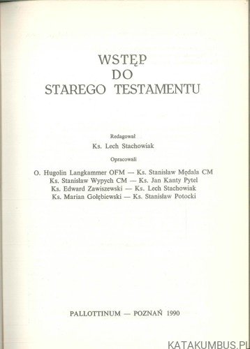 Wstęp do Starego Testamentu. PRACA ZBIOROWA