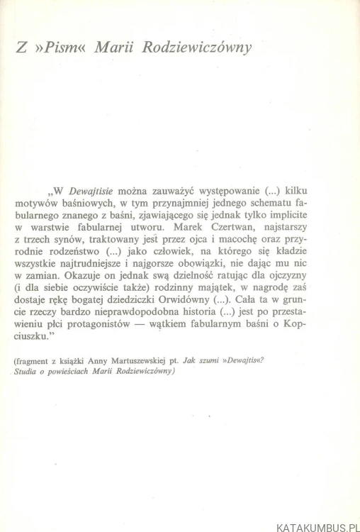 Dewajtis. MARIA RODZIEWICZÓWNA