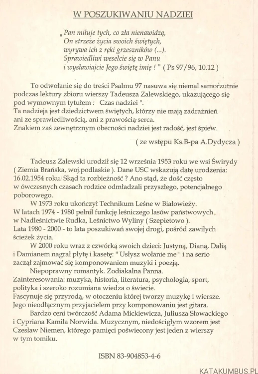 Czas nadziei. TADEUSZ ZALEWSKI