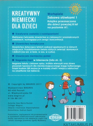 Kreatywny niemiecki dla dzieci. Wortspiele. Zabawa słówkami 1 + nagrania mp3. EWA MARIA ROSTEK