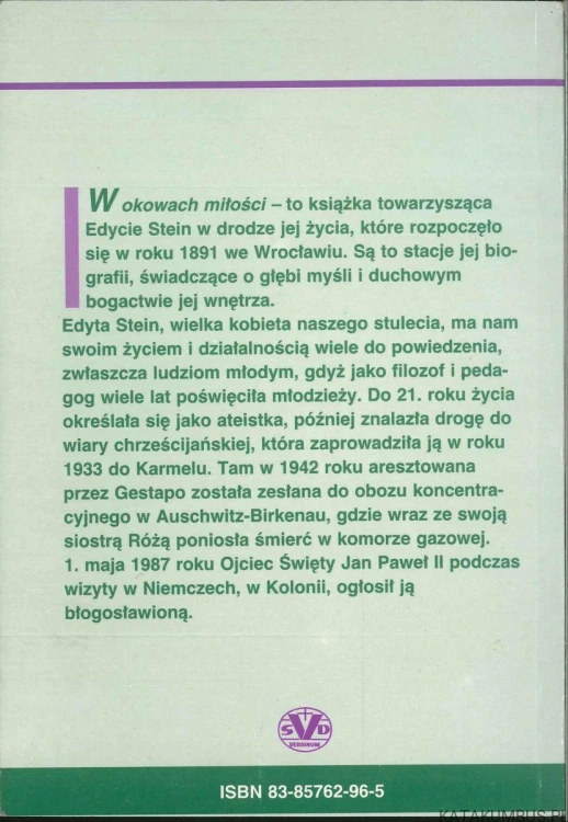 Edyta Stein. W okowach miłości. BERTA WEIBEL