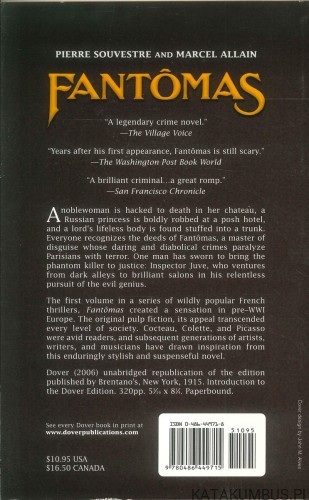 Fantômas. PIERRE SOUVESTRE AND MARCEL ALLAIN