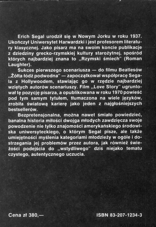 Love Story. ERICH SEGAL
