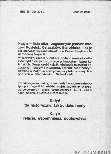 Katyń - lista ofiar i zaginionych. PRACA ZBIOROWA