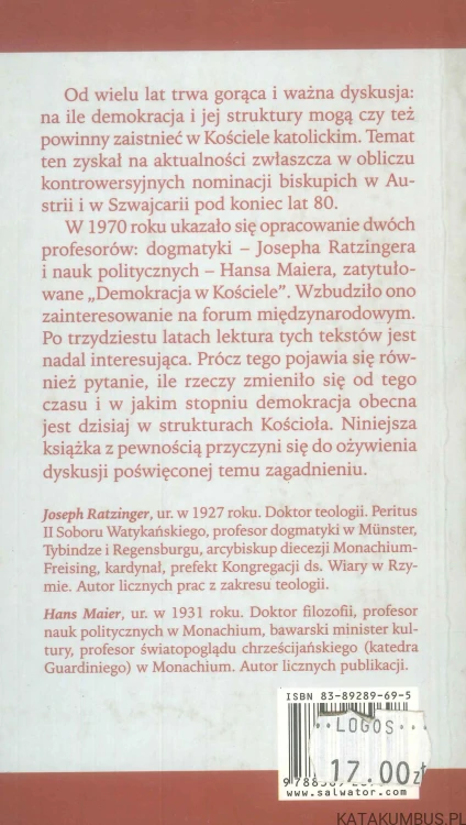 Demokracja w kościele. JOSEPH RATZINGER