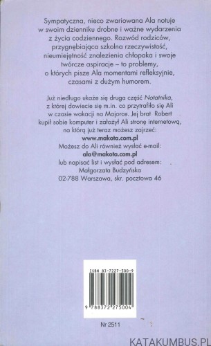 Ala Makota. Notatnik sfrustrowanej nastolatki. MAŁGORZATA BUDZYŃSKA