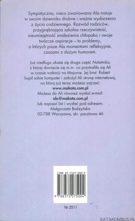 Ala Makota. Notatnik sfrustrowanej nastolatki. MAŁGORZATA BUDZYŃSKA