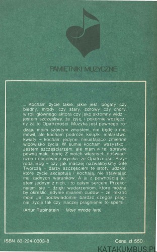 Moje młode lata. ARTUR RUBINSTEIN