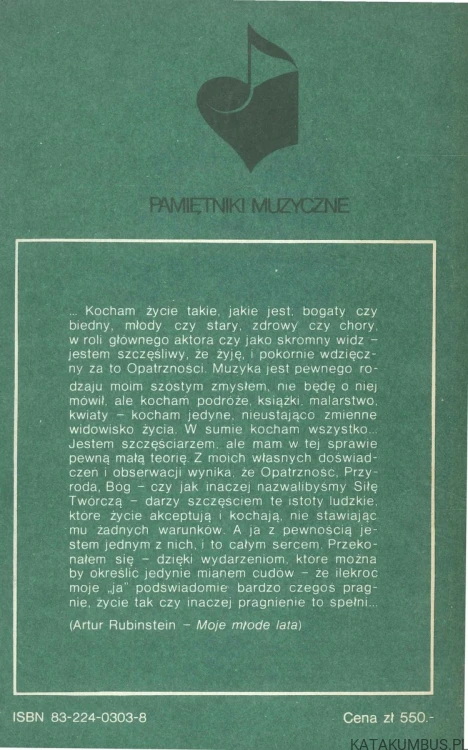 Moje młode lata. ARTUR RUBINSTEIN