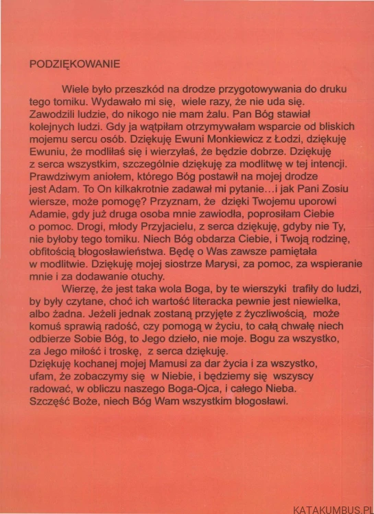 Dziękuję ci Boże. ZOFIA SABAT