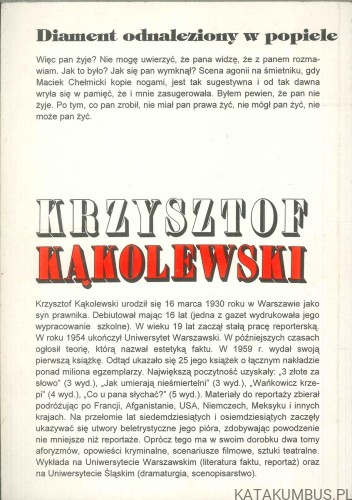 Diament odnaleziony w popiele. KRZYSZTOF KĄKOLEWSKI