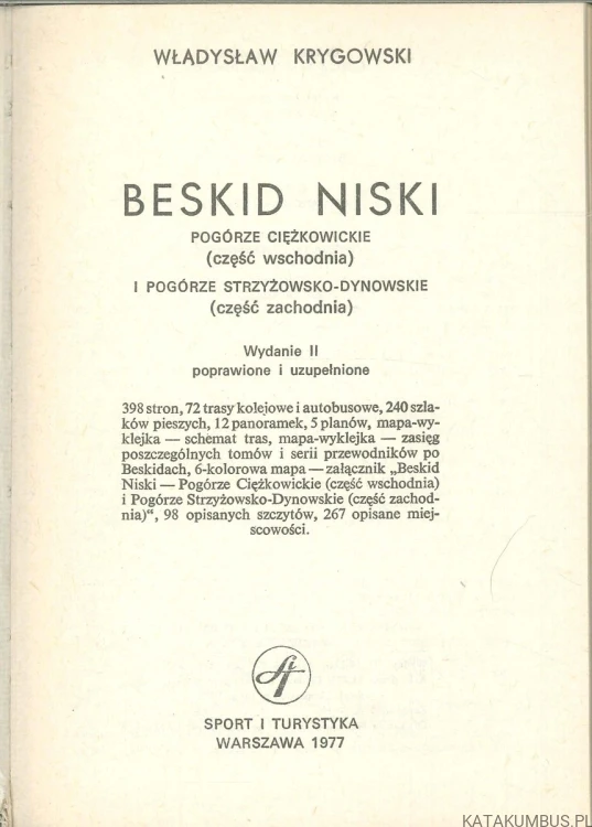 Beskid Niski i pogórze. WŁADYSŁAW KRYGOWSKI