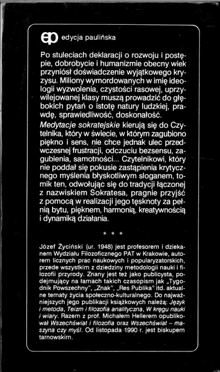 Medytacje sokratejskie. JÓZEF ŻYCIŃSKI