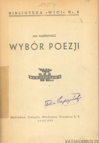 Wybór poezji. JAN KASPROWICZ