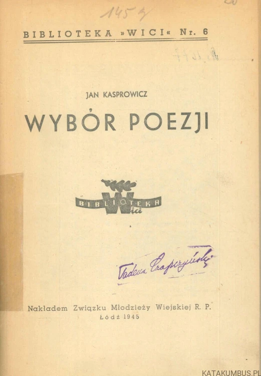 Wybór poezji. JAN KASPROWICZ