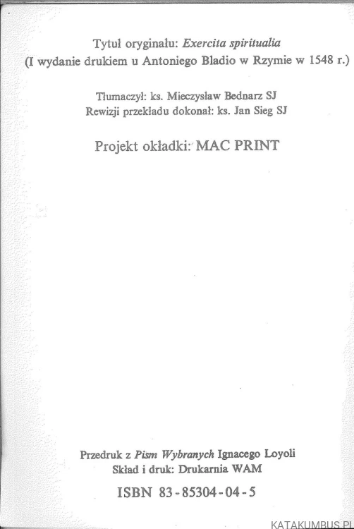 Ćwiczenia duchowne. ŚW. IGNACY LOYOLA
