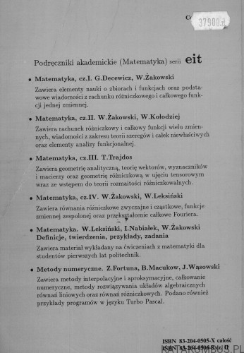Matematyka część II. W. ŻAKOWSKI, W. KOŁODZIEJ
