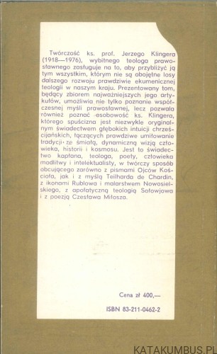 O istocie prawosławia. JERZY KLINGER