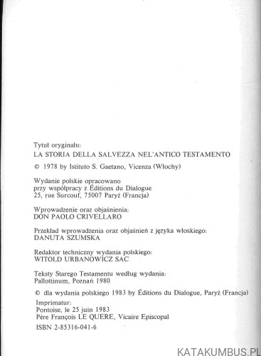 Stary Testament - historia zbawienia. PRACA ZBIOROWA