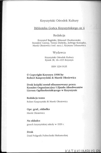 Księga pamiątkowa. Pięćdziesięciolecie Liceum Ogólnokształcącego w Knyszynie. PRACA ZBIOROWA