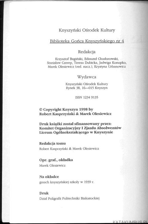 Księga pamiątkowa. Pięćdziesięciolecie Liceum Ogólnokształcącego w Knyszynie. PRACA ZBIOROWA