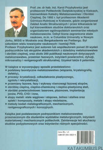 Metaloznawstwo. KAROL PRZYBYŁOWICZ