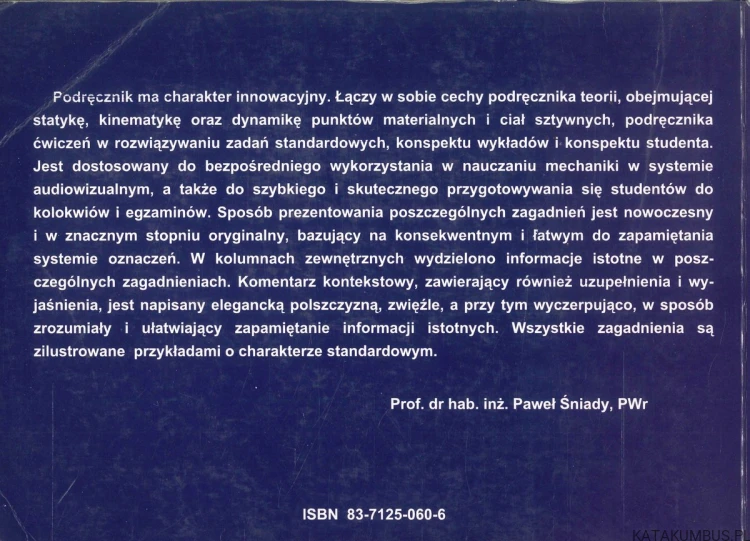 Mechanika: statyka, kinematyka, dynamika. MARIAN KLASZTORNY