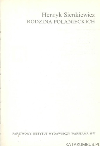 Rodzina Połanieckich. HENRYK SIENKIEWICZ