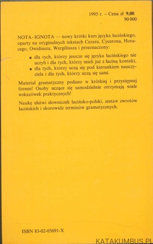 Nota ignota. Krótki kurs języka łacińskiego. WANDA POPIAK