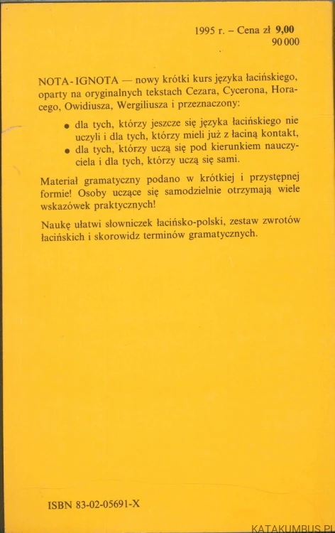 Nota ignota. Krótki kurs języka łacińskiego. WANDA POPIAK