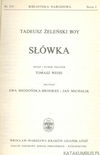 Słówka. TADEUSZ ŻELEŃSKI BOY