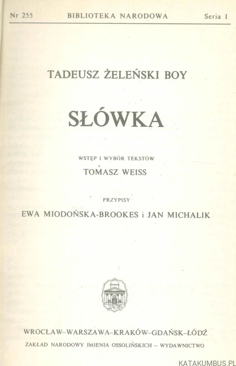 Słówka. TADEUSZ ŻELEŃSKI BOY