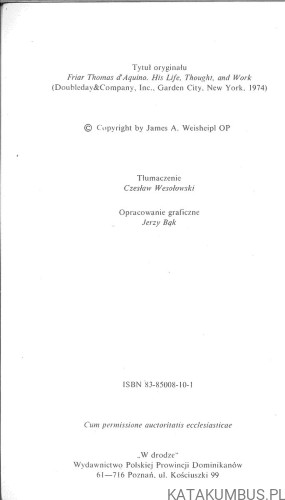 Tomasz z Akwinu. JAMES A. WEISHEIPL OP
