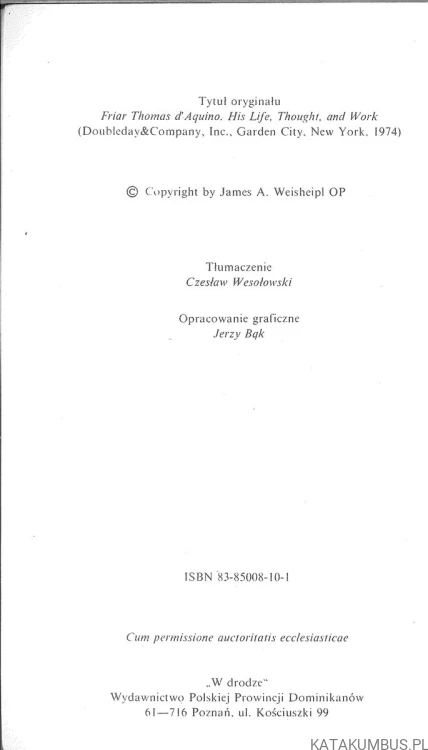 Tomasz z Akwinu. JAMES A. WEISHEIPL OP