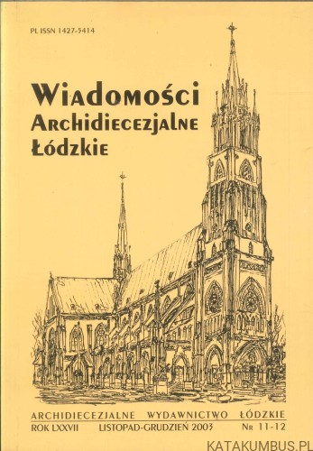 Wiadomości Archidiecezjalne Łódzkie nr 11-12 2003. PRACA ZBIOROWA